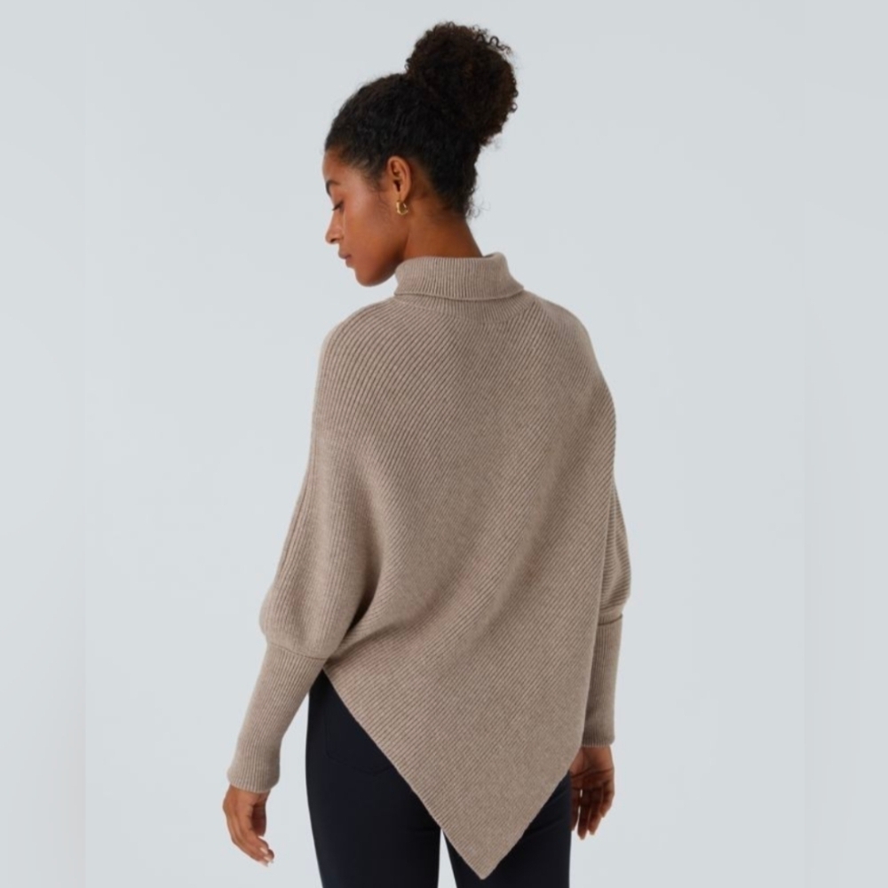 HALARA Taupe Women's Poncho Sweater - Picture 4 of 10
